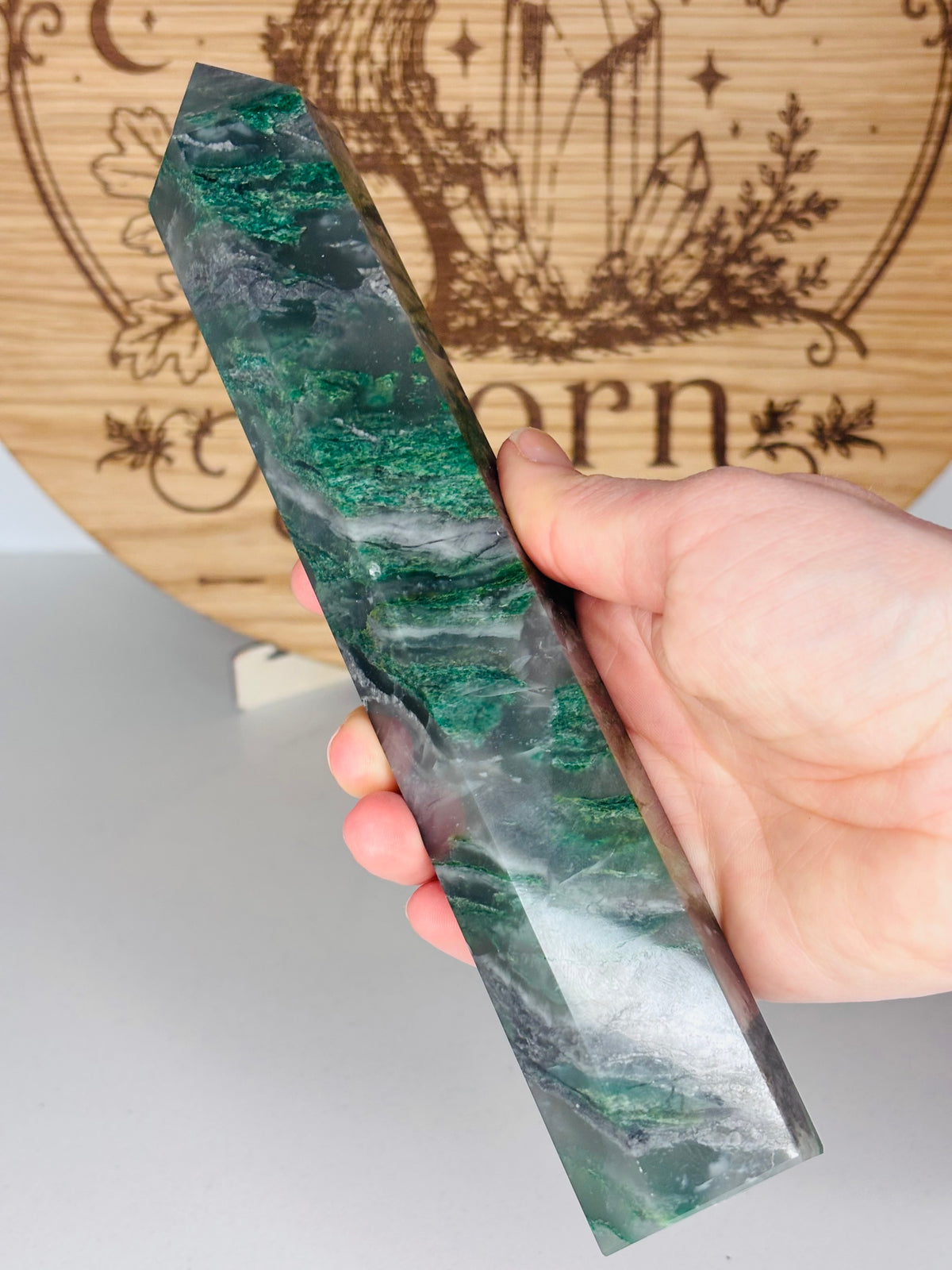 Moss Agate Large Tower