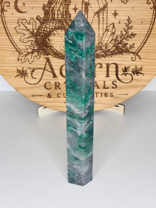 Moss Agate Large Tower