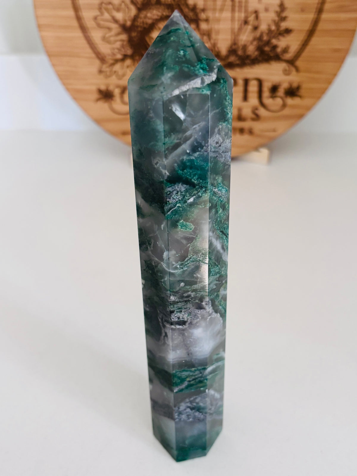 Moss Agate Large Tower